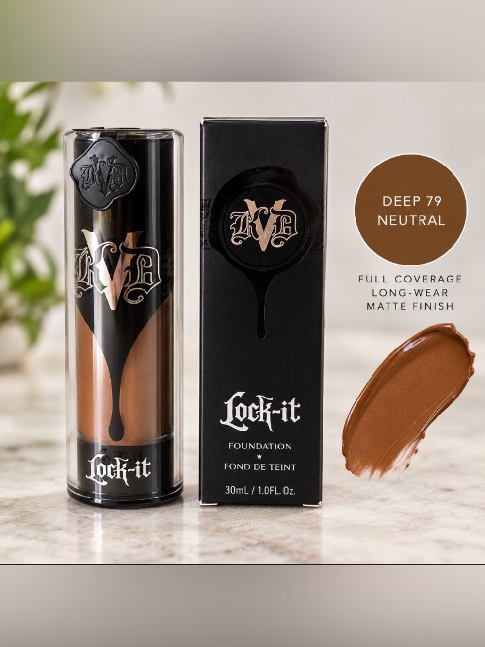 KVD Beauty Lock-It Foundation Deep 79 Neutral Full Coverage Matte 30ml